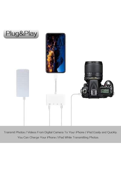 Apple Uyumlu iPhone  X 11 12 13 Pro Plus Kart Okuyucu Kamera Bağlantı Kiti Şarj