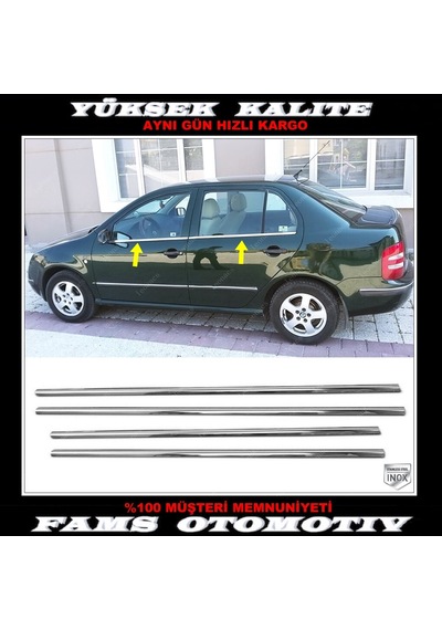 Skoda Fabia Sedan Krom Cam Çıtası 4 Prç 1999-2008 Arası P.Çelik