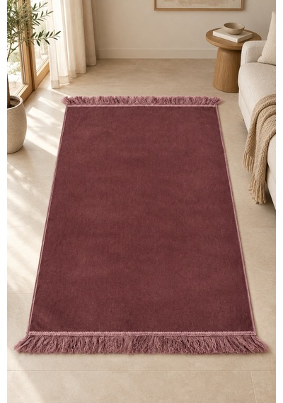 Düz Velur Kadife Seccade 70x110 Cm Gül Kurusu