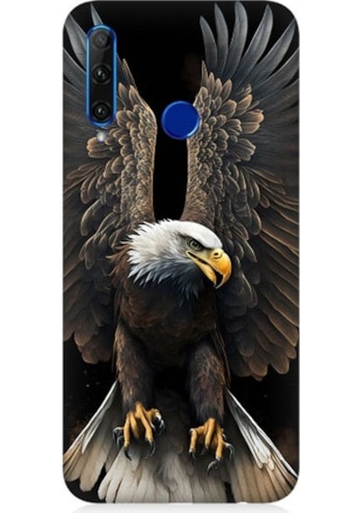 Huawei Honor 20 Lite Uyumlu Beyaz Başlı Kara Kartal Desenli Silikon Kılıf