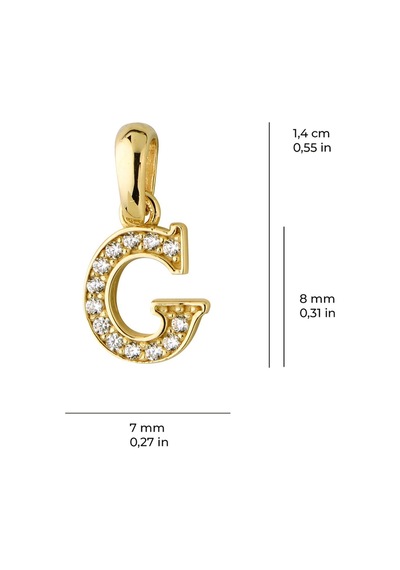 Goldkupe 14 Ayar Altın G Harfi Taşlı Kolye Ucu 0,48 Gr-3449