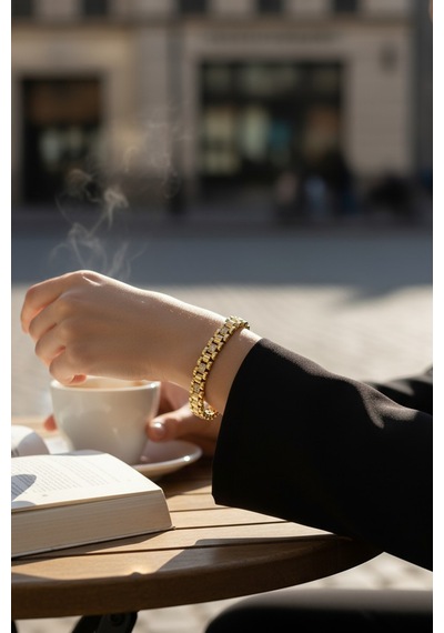 Hasır Model Xuping Kararmaz Bileklik Gold Şık, Dayanıklı Ve Zarif Dokulu Tasarım Çok Renkli