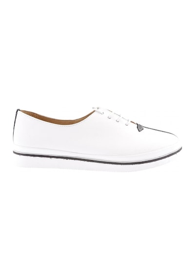 Dgn 095 Kadin Kalin Taban Bağcikli Comfort Ayakkabi 095-2111-R0198 Beyaz