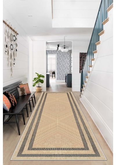 West Home Makinede Yıkanabilir Kaymaz Taban Leke Tutmaz Bej Salon Halısı Mutfak Halısı Ve Yolluk Wh 594 Beige Yolluk