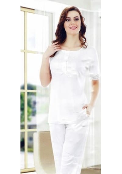 Şahnur 2106 Kısa Kol Kadın Pijama Takımı Pudra (554873748) Pudra