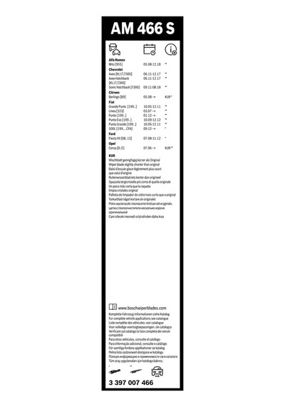 Silecek Süpürgesi - Fiat Linea, 500, Grande Punto, Punto, Mito - Bosch-3397007466