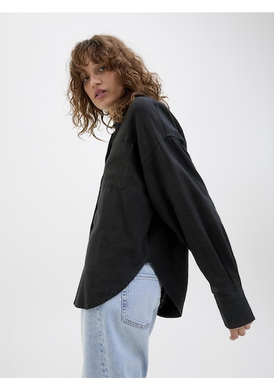 Jack & Jones Kadın Keten Karışımlı Gömlek - Jamie - 12269668 Black
