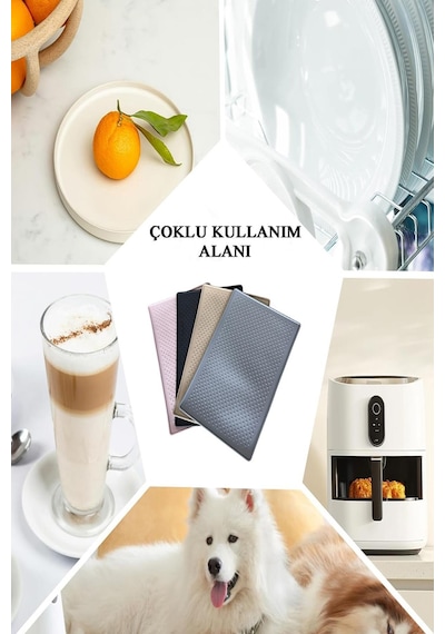 Çok Amaçlı Kaymaz Mat Mutfak, Banyo, Tezgâh Üstü Kullanım İçin 28x45 Cm Silikon Gri Diğer