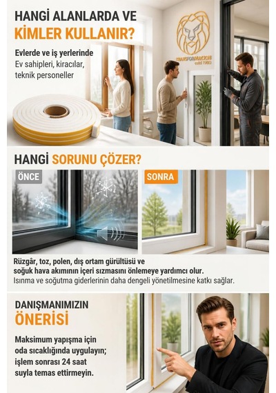 Tr 12 Metre Bölünebilir Kapı Pencere İzolasyon Süngeri 22x8 Mm Yapışkanlı Yalıtım Bandı 723807