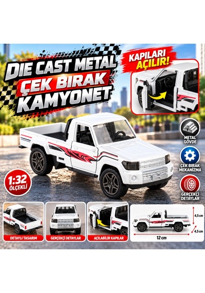 Arkhenx Metal Çek Bırak Beyaz Kamyonet Bzs1
