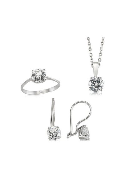 Gümüş Tek Taş Set (190654791)