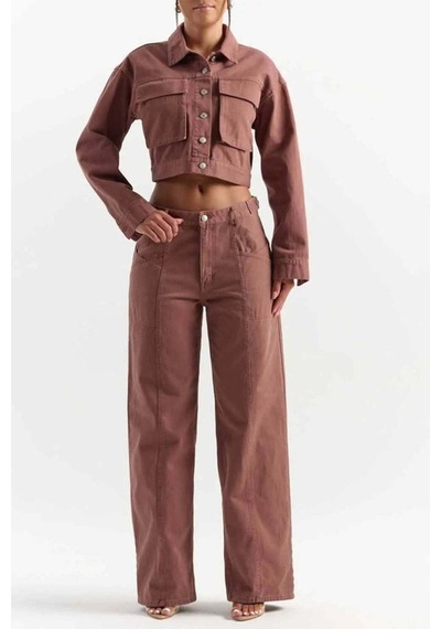 American Rag Cie Şık Ve Rahat Oversize Boyfriend Denim Pantolon - Mid Bel Geniş Paça Kahverengi