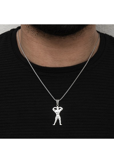 Yüzük Sanatı Vücut Geliştirme Sporcu Gümüş Erkek Kolye