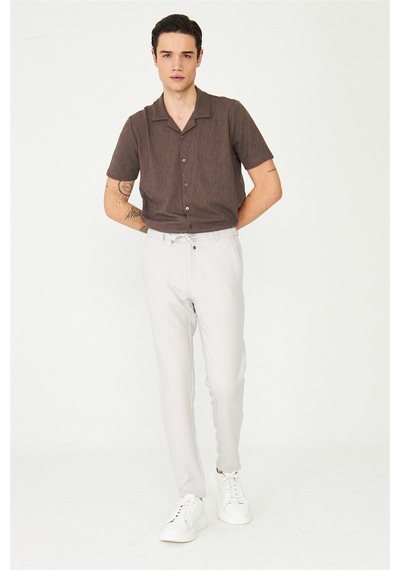 Açık Gri Modern Kesim Bağcıklı Smart Casual Jogger Pantolon A.Gri