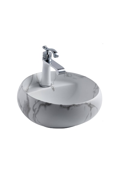 Lena - Tezgah Üstü Porselen Lavabo Mermer Desenli Outlet - Eh-4660m6- Diğer