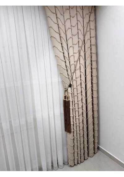 Nivemeshome Mila Bej 1/3 Pileli Fon Perde 90x280
