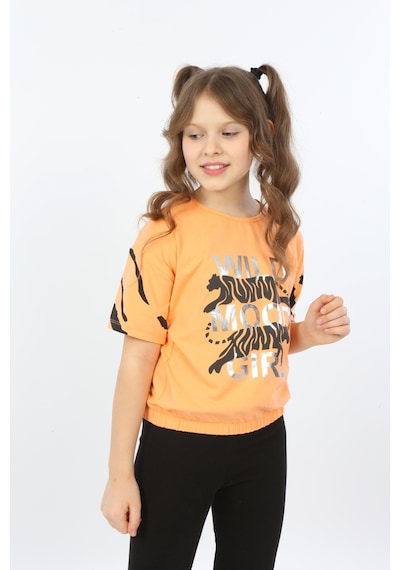 Toontoy Kids Toontoy Kız Çocuk Wild Wood Girl Baskılı Tişört Oranj