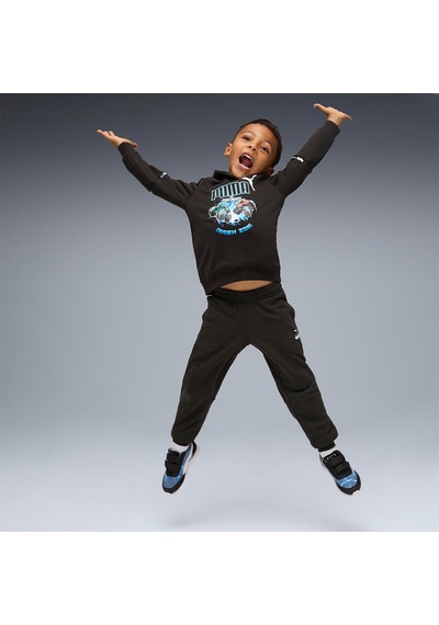 Puma Hot Wheels Çocuk Siyah Kapüşonlu Sweatshirt SiYAH
