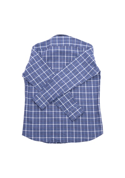 Giant Modern Fit Kareli Uzun Kol Erkek Gömlek - Minimalist Stil Lacivert