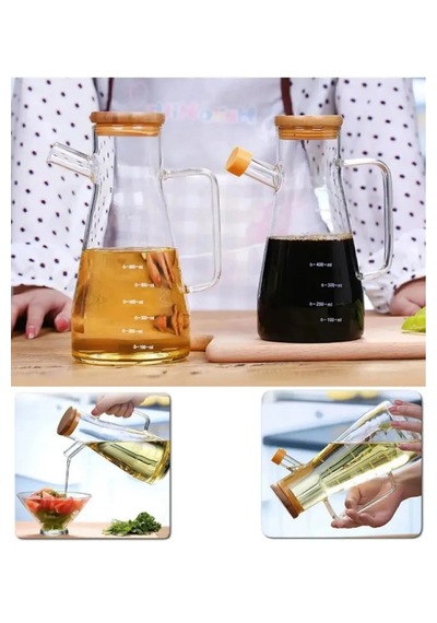 Bambu Kapaklı Cam Yağdanlık 900 Ml