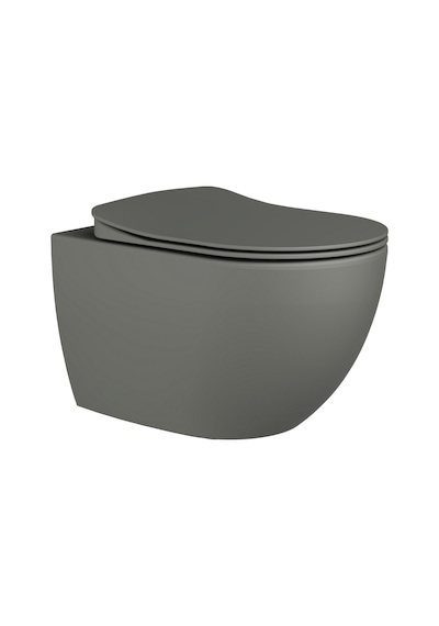 Creavit Free Kanalsız Cool Grey Asma Klozet Fe322, Creavit Free Duck Duroplast Yavaş Kapak Gri
