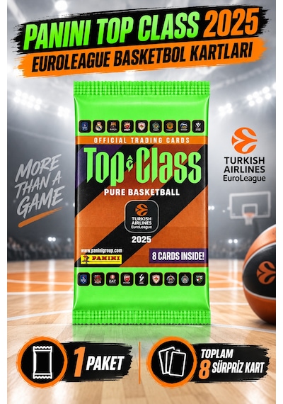 4 Lü Paket Panini Top Class 2025 Euroleague Basketbol Kartı Toplam 32 Koleksiyon Kartı