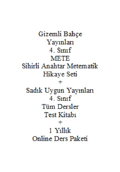 4. Sınıf Hikaye Kitabı Seti Gizemli Bahçe Yayınları Mete Sihirli Anahtar Metematik + Sadık U 4. Sınıf Tüm Çocuk Kitapları 41769670