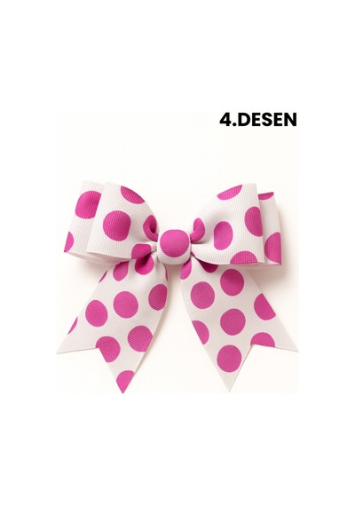 Esila Kids Kız Çocuk Toka Puantiyeli Fiyonk Model 2 Adet Gönderim 6 Desen Seçenekli Çok Renkli