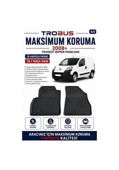 Trobus Peugeot Bipper Cargo 2008 Ve Sonrası 2d Havuzlu Paspas 2 Parça