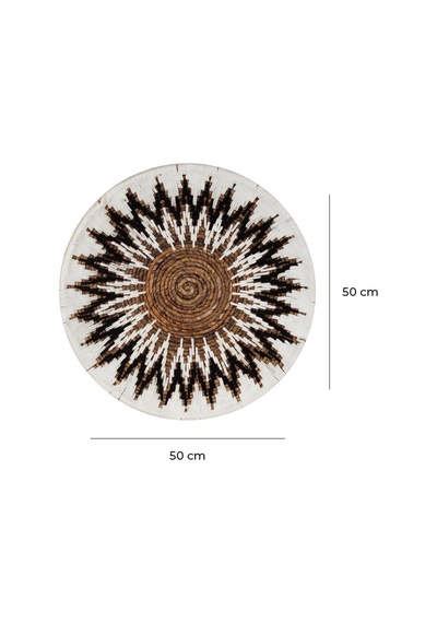 Bohem Hasır Yuvarlak Duvar Dekoru Bambu Ve Makrome İle Yapılan Duvar Süsü 50 Cm X 50 Cm-76