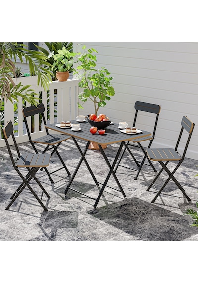 4 Kişilik Bistro Takım Bahçe Masa Sandalye Füme 1429 Füme