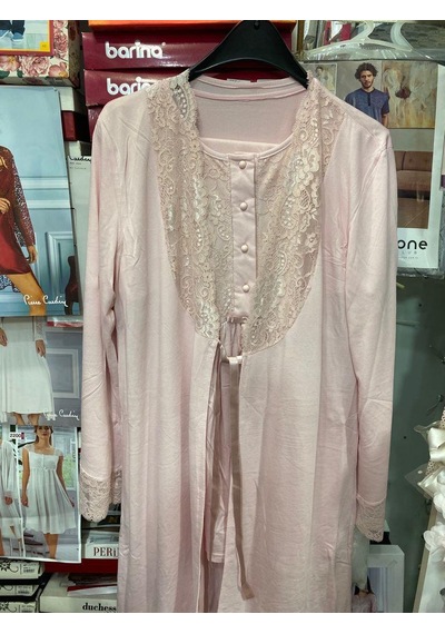 Nehir 2036 Pudra Hamile Lohusa 3lü Pijama Sabahlık Takım