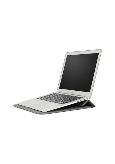 Apple Uyumlu MacBook Air M2 15 Inç 2023 M2 Çip A2941 Deri Mıknatıslı Çanta Stantlı Şık Tasarım Koyu Gri