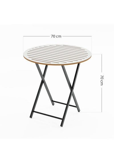 Katlanır 4 Kişilik Yuvarlak Bahçe Masası Bistro Masa 70x70 Beyaz