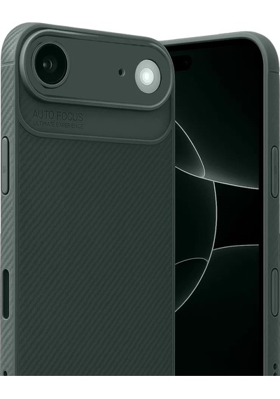 Newface Apple, Uyumlu iPhone 17 Air Auto Focus Karbon Kapak - Koyu Yeşil