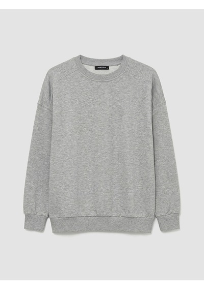Lcw Vision Gri Bisiklet Yaka Oversize Kadın Kalın Sweatshirt