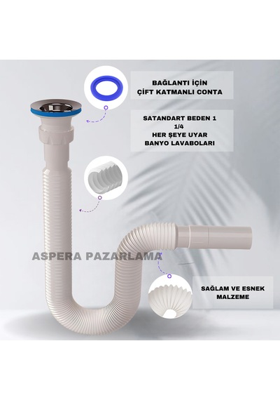 Güçlü Plastik Körüklü Lavabo Sifonu