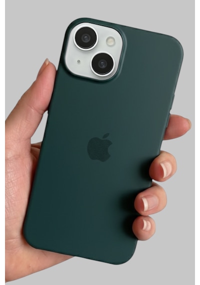 Iphone 13-14 Uyumlu Kılıf Logolu Lansman Soft Yumuşak Içi Kadife Silikon Kapak Yeşil