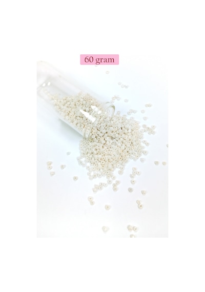 Dökme Cam Kum Boncuk 11/0 2 Mm - 60 Gram - Parlak Beyaz - Bnc065