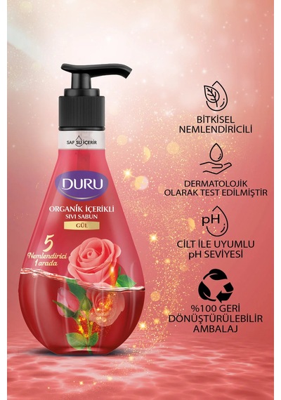 Organik Içerikli Gül Sıvı Sabun 3x500ml
