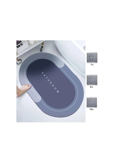 Biishe Sihirli Süper Su Emici Kaymaz Tabanlı Oval Paspas 40 60 Cm Çok Renkli