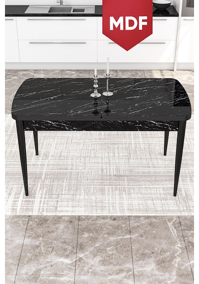 Canisa Kor Serisi, MDF 70x114 Açılabilir Siyah Mermer Desen Yemek Odası Masası Masa Siyah Mermer Desen Canisa Kor Serisi, MDF 70x114 Açılabilir Siyah Mermer Desen Yemek Odası Masası Masa Siyah Mermer Desen