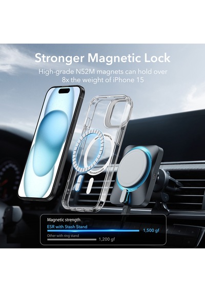 Esr Apple Uyumlu iPhone 15 Halolock Mag Safe Classic Hybrid Silikon Kılıf Şeffaf Şeffaf