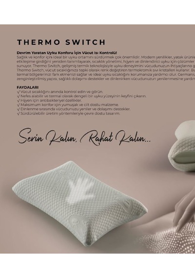 Tago Home Thermo Switch Visco Ortopedik Yastık 60x40x15 Cm Beyaz