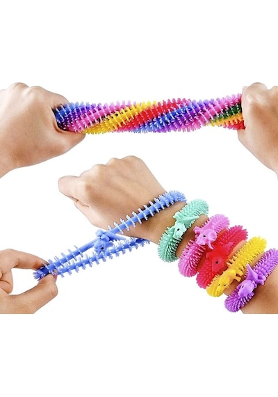 4 Adet Duyusal Dinazorlu Stres Oyuncağı Uzayan Bileklik Dınosaur Sensory Fidget Toy Anti Stress Toys