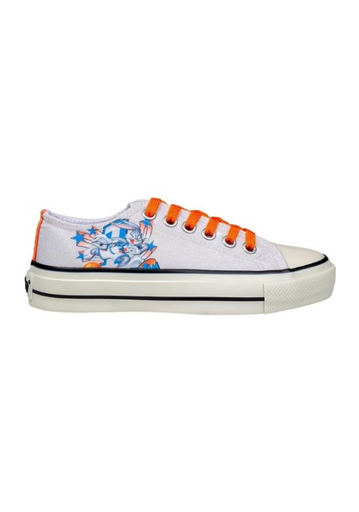 Kadın Vegan Beyaz Sneakers - Looney Tunes Bugs Bunny Space Jam Tasarım Çok Renkli