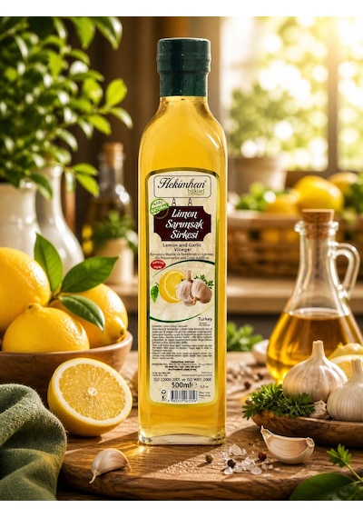 Hekimhan Bitkisel Limon Sarımsak Sirkesi Cam 500 ML