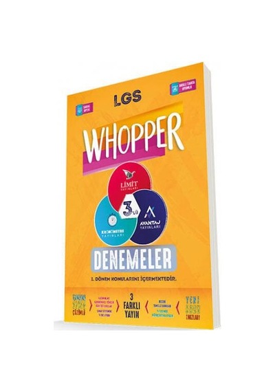 Limit Yayınları 8. Sınıf LGS 1. Dönem Whopper 3 lü Deneme Seti