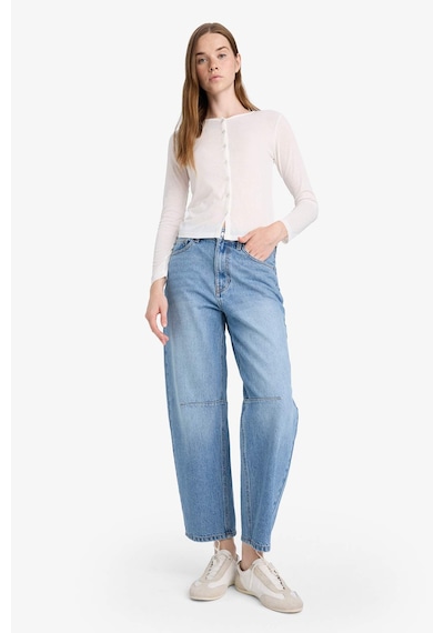 Defacto Slim Fit Dar Kesim Bisiklet Yaka Uzun Kollu Tişört F9105ax25auwt32 Beyaz