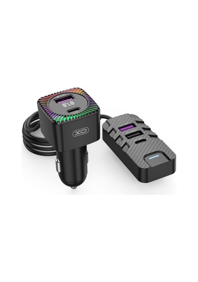 Bcc13 Çok Fonksiyonlu Araç Şarj Adaptörü - Led Işıklı Çift Usb Çıkışlı - 5v3.1v Ortam Aydınlatmalı